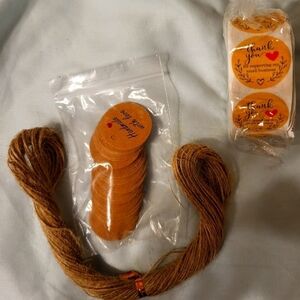 Set of Thank your stickers 500 on roll and Tags with strings 100 tags small busi